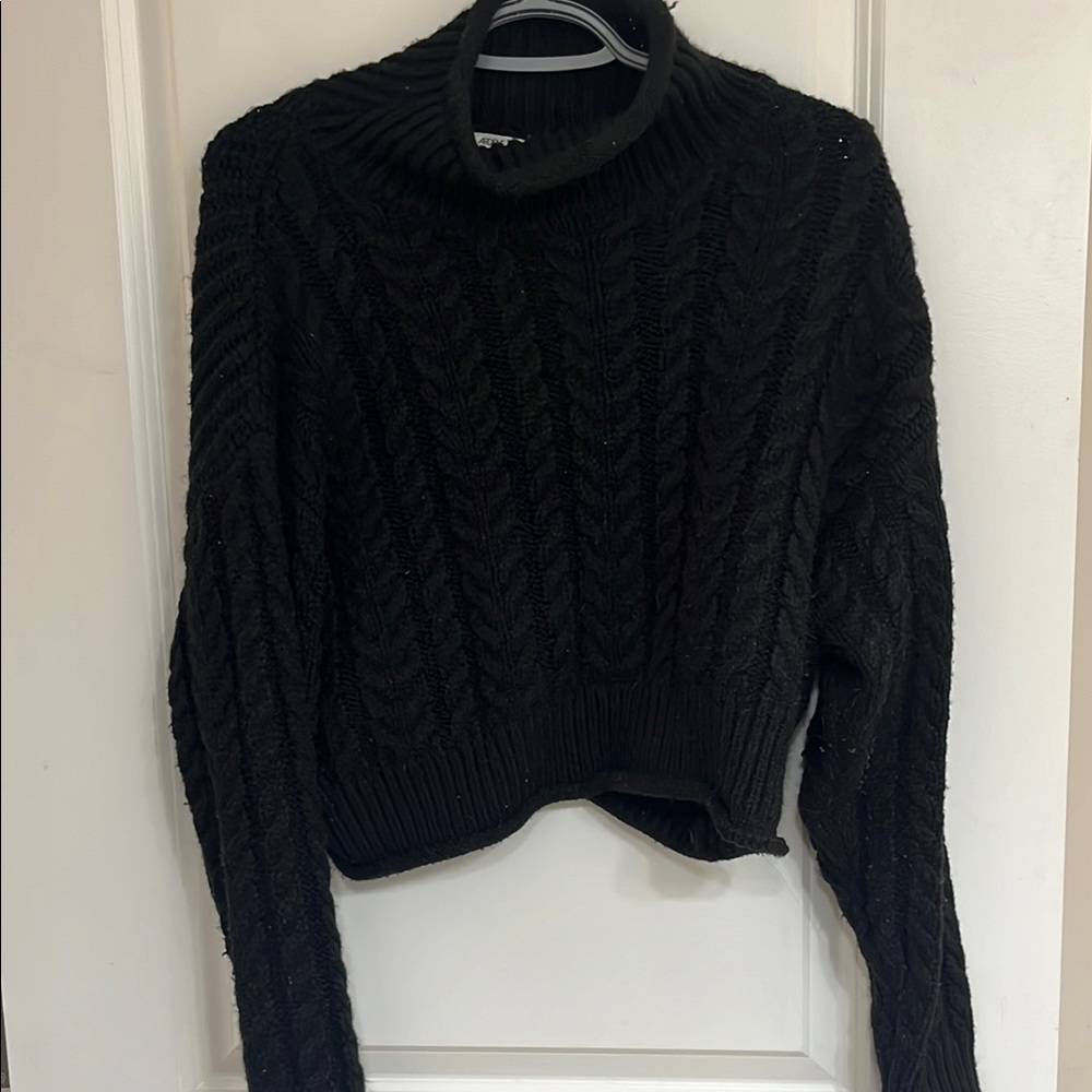 Black Cable Knit Women's Sweater